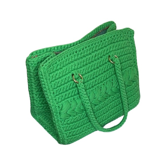 Large Green Tote Crochet Bag - Picture 4 of 6
